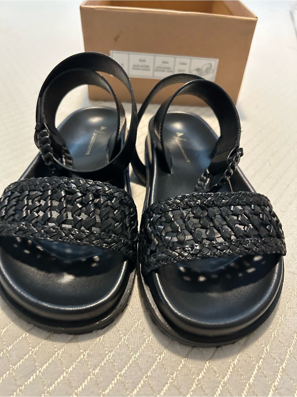 Anthropology Woven ankle Strap Black Women's Sandals